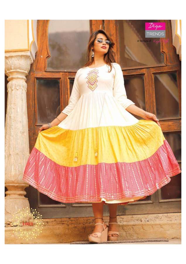 Groom 1 Ethnic Wear Rayon Printed Designer Latest Fancy Anarkali Kurti Collection